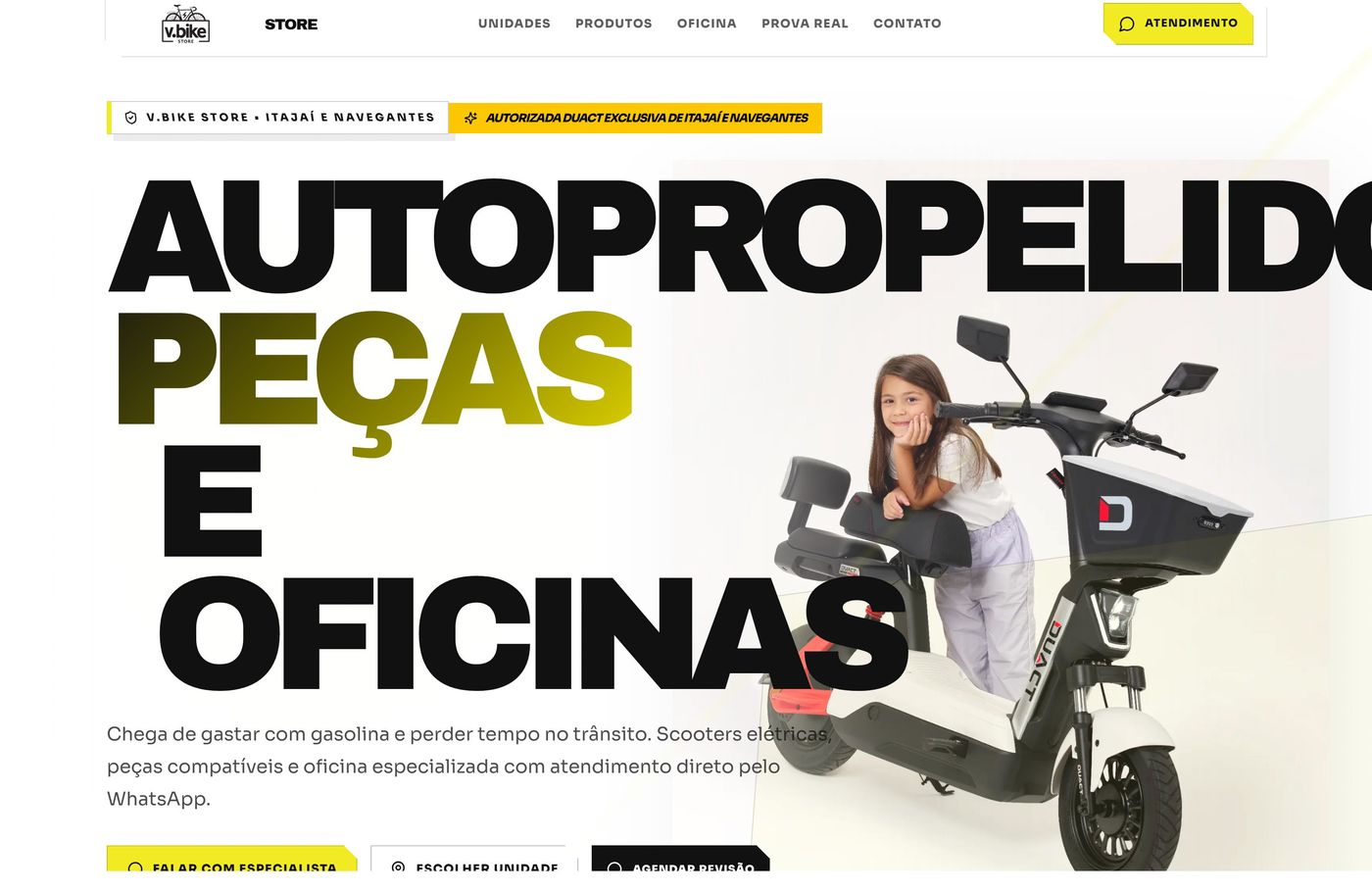Site V.BIKE Store no desktop