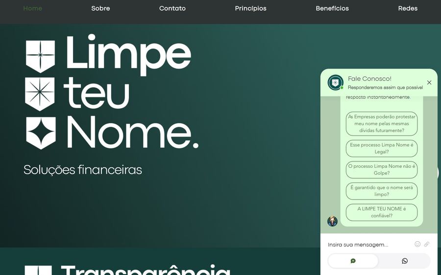 Home do site Limpe Teu Nome